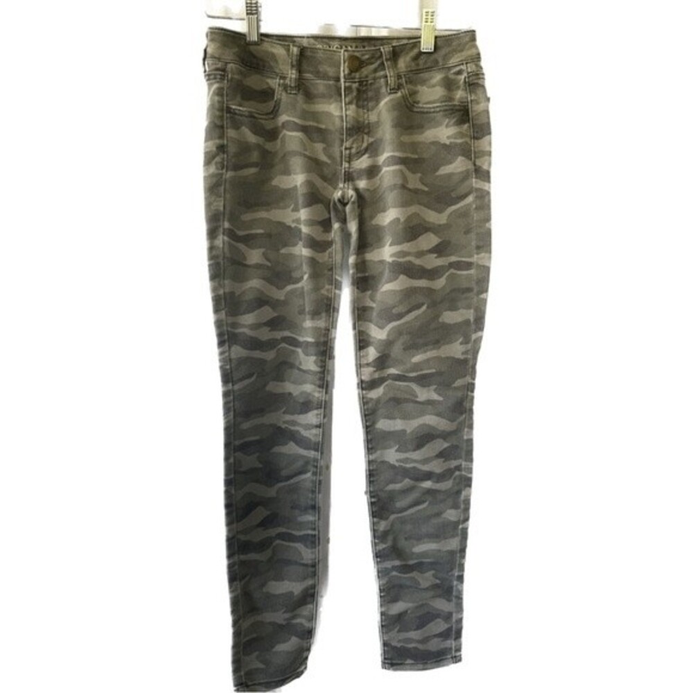 American Eagle Outfitters AEO Faded Green Camouflage Jeggings Stretch 2